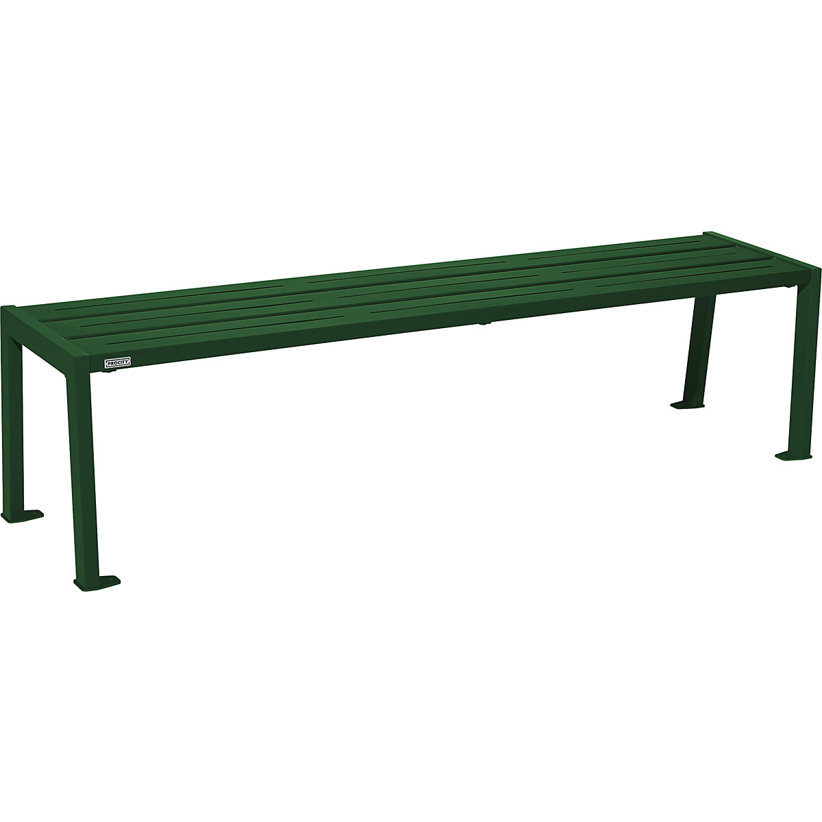 Oceľová parková lavička SILAOS® – PROCITY, dĺžka 1800 mm, machová zelená-3