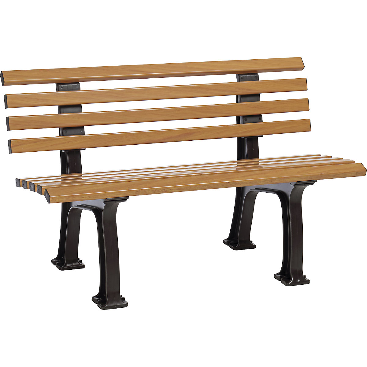 Parková lavička z plastu, s 9 lištami, šírka 1200 mm, drevený vzhľad-11