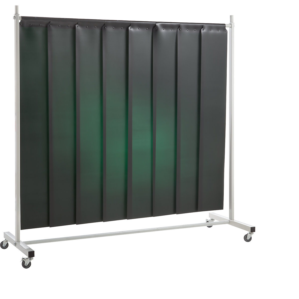 Ochranná clona pro svářeče, mobilní, s lamelovým závěsem, tmavě zelená, š x v 2100 x 2100 mm, 1dílná-4