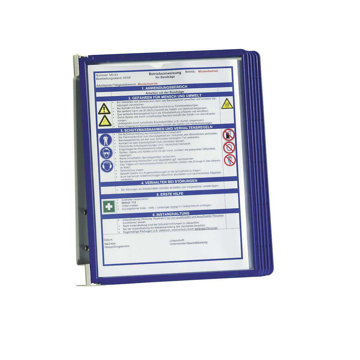 Nástěnný držák – kompletní souprava – DURABLE, 5 průhledných tabulek DIN A4, bal.j. 2 ks, modrý rámeček-3