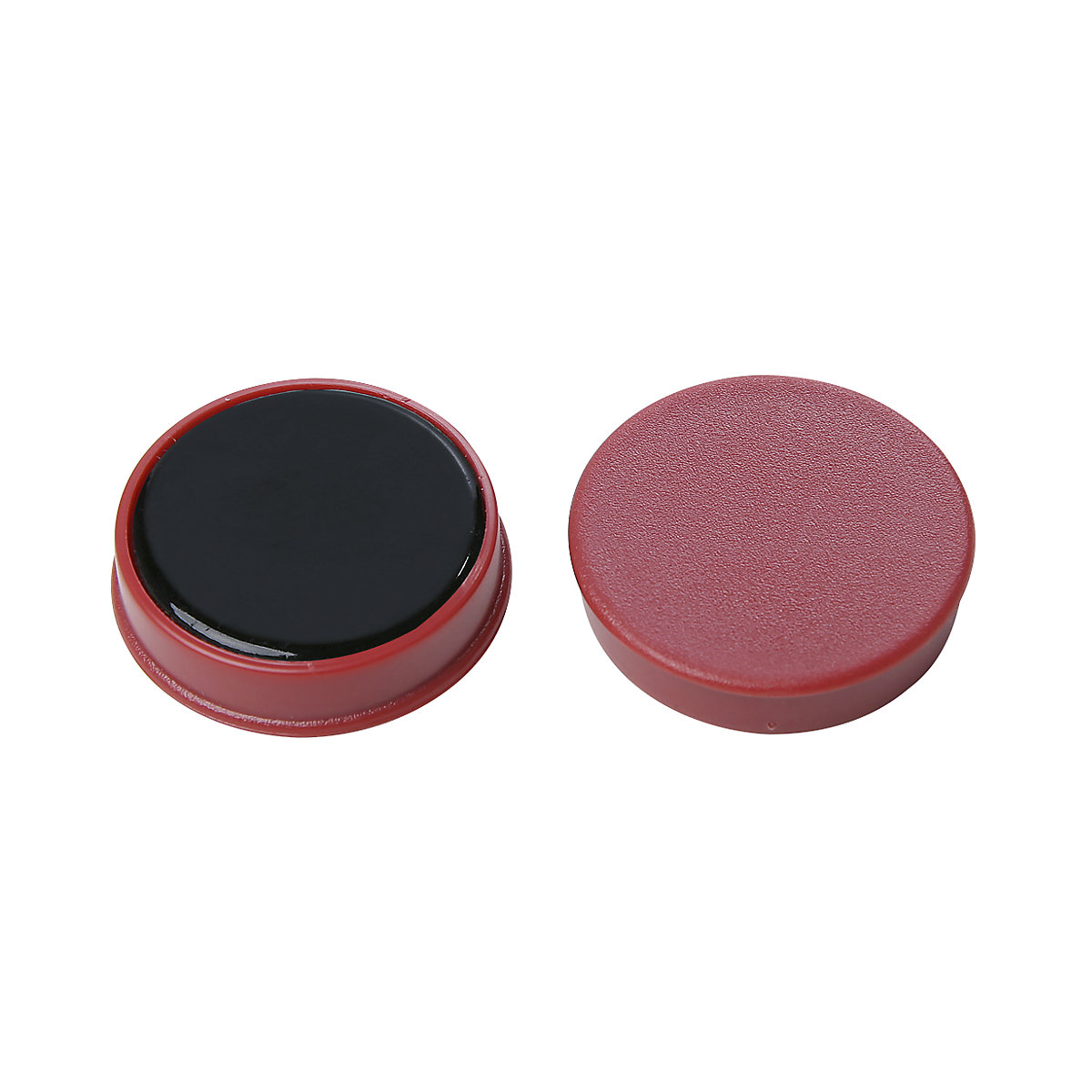 Kruhový magnet, plast – eurokraft basic, Ø 20 mm, bal.j. 72 ks, červená