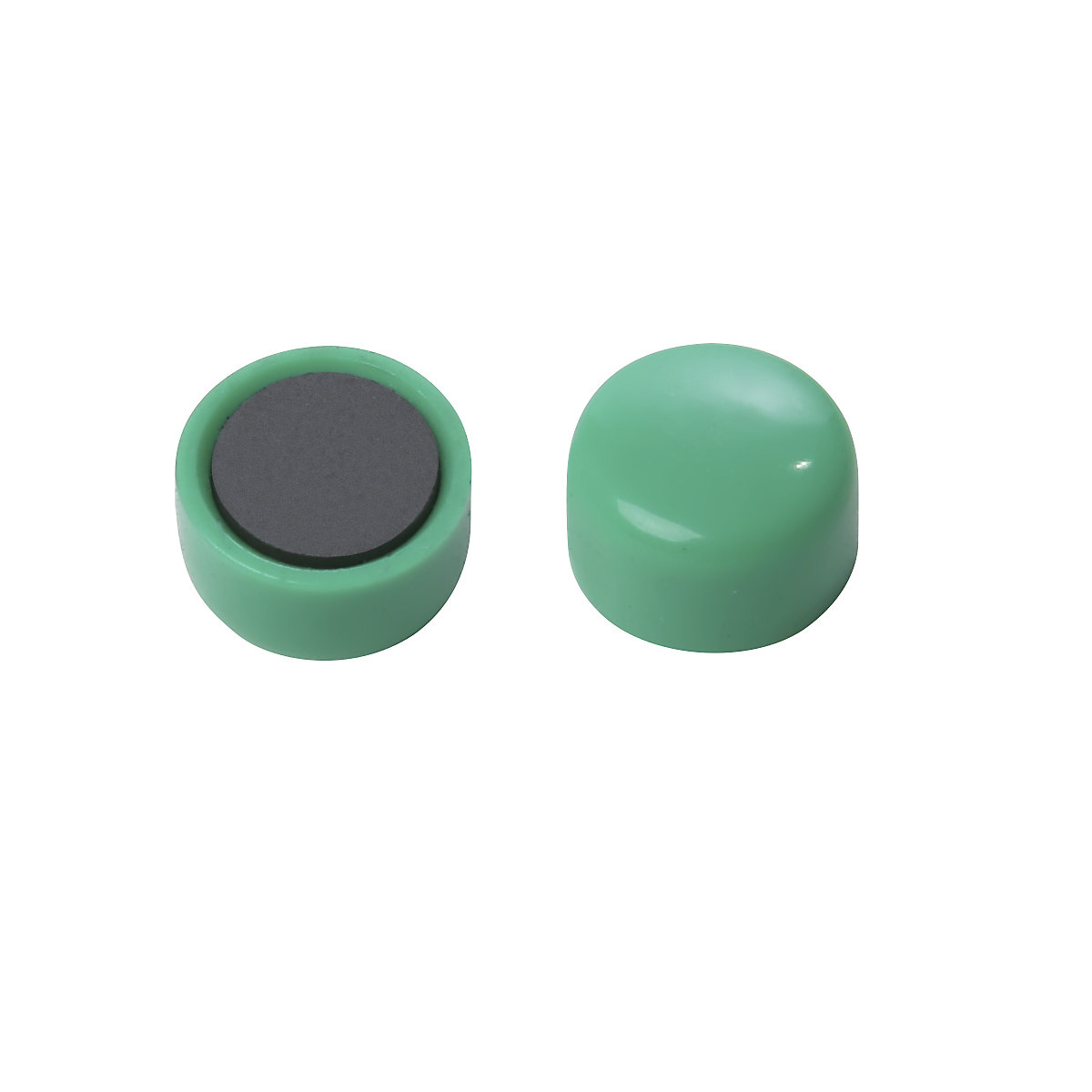 Kruhový magnet, plast – eurokraft basic, Ø 10 mm, bal.j. 60 ks, zelená