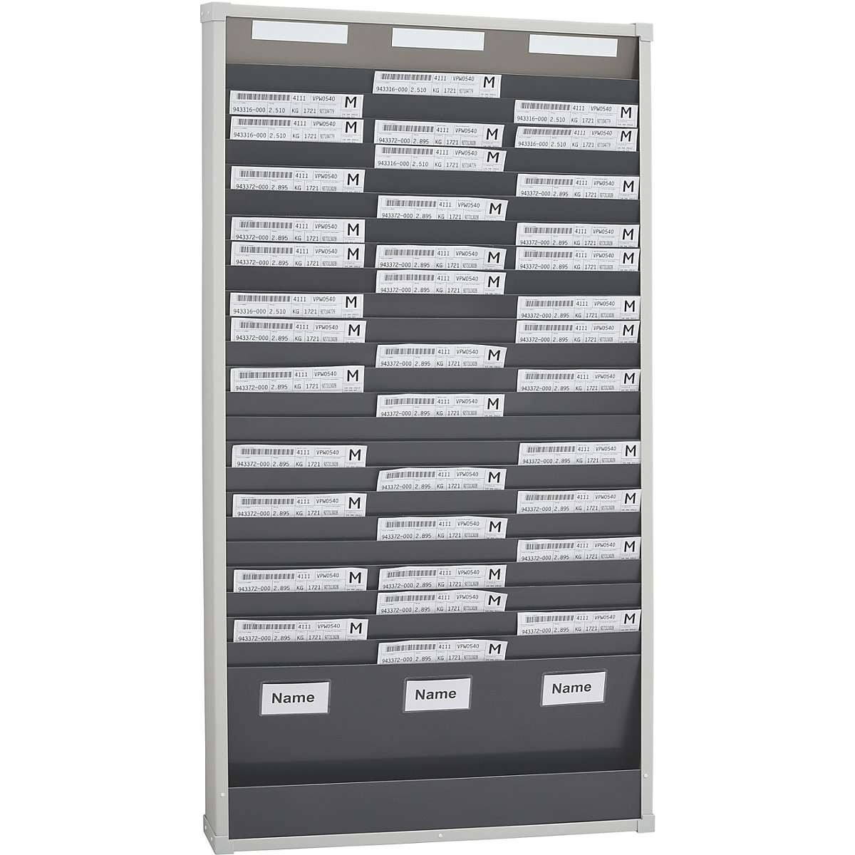 Systém třídicích tabulí pro karty – EICHNER, 25 přihrádek, výška 1350 mm, se 3 řadami-10