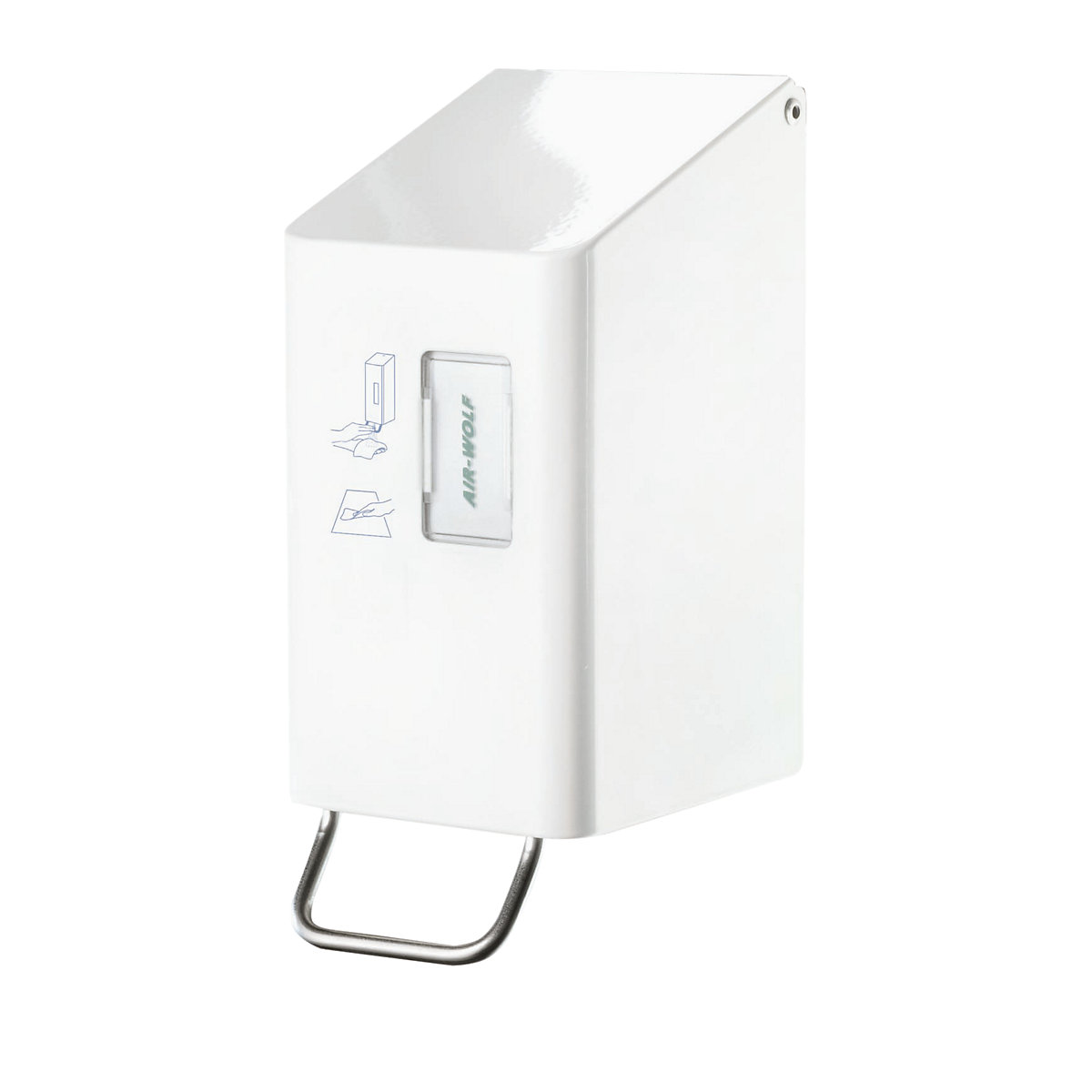 AIR-WOLF – Dávkovač čisticího prostředku pro WC sedátka, pro 250 ml, bílá ušlechtilá ocel