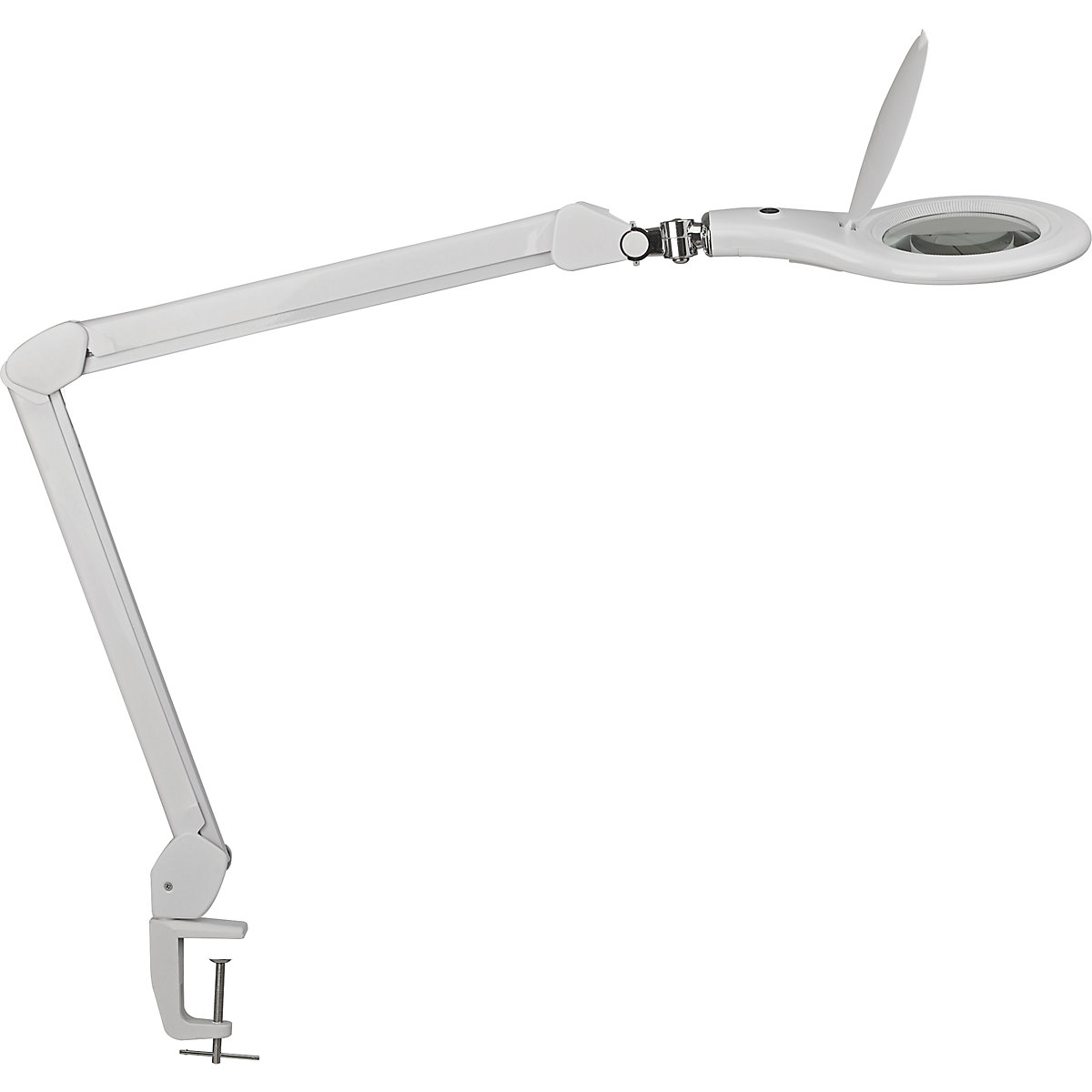LED svietidlo s lupou MAULmakro – MAUL, s nohou so svorkou, biela-6