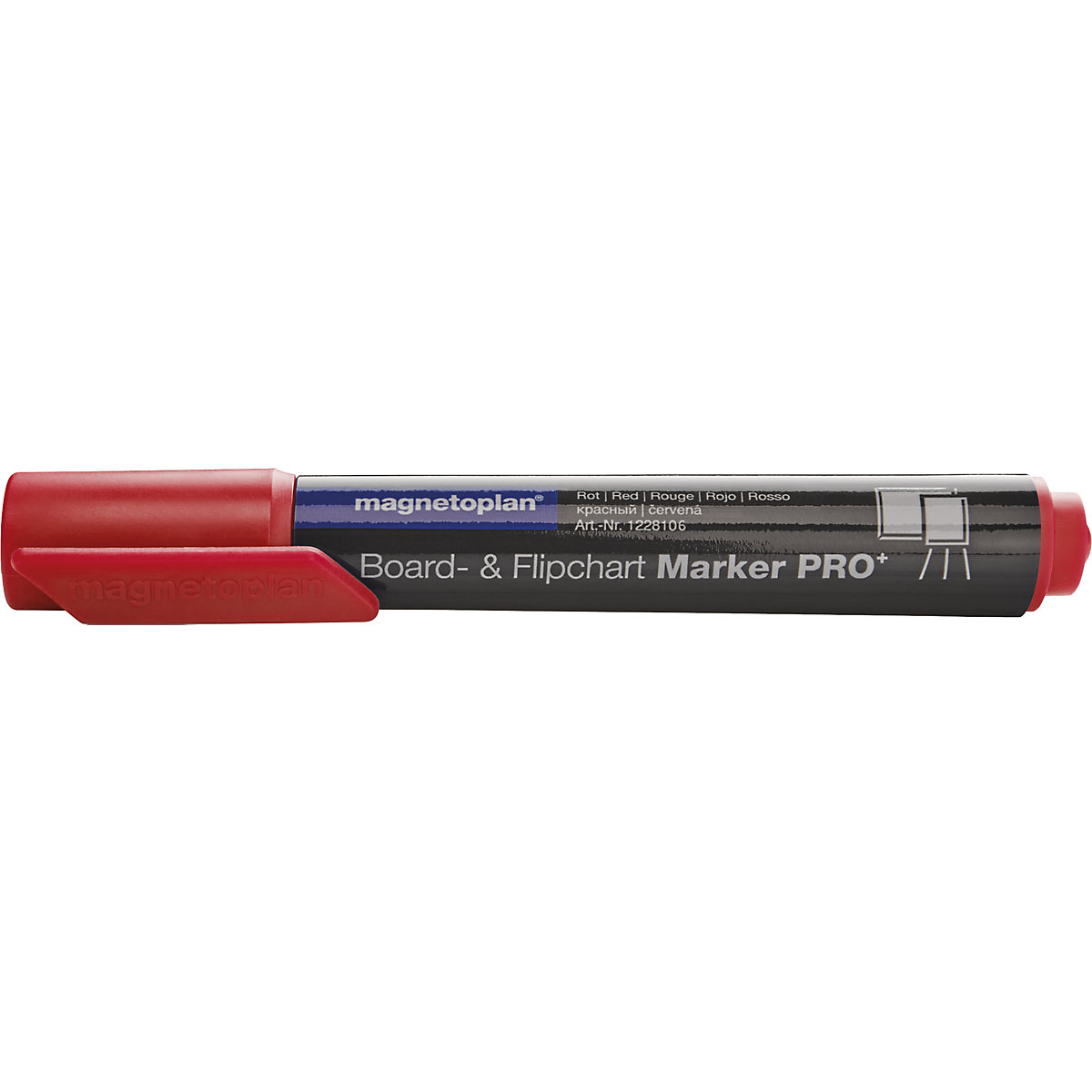 Značkovač na tabule a flipcharty PRO+ – magnetoplan, hrúbka čiary 1,5 – 3 mm, OJ 24 ks, červená-2