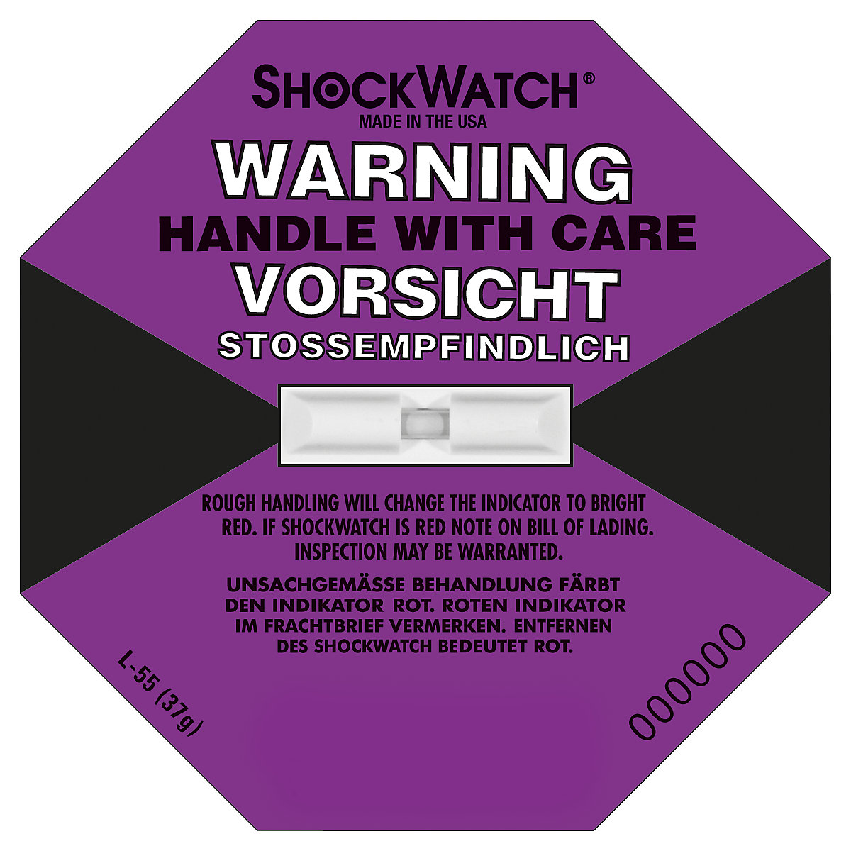 Shockwatch® Präzisionsindikator, inkl. Label, VE 10 Stk, 37 g / 50 ms, violett, ab 5 VE-6