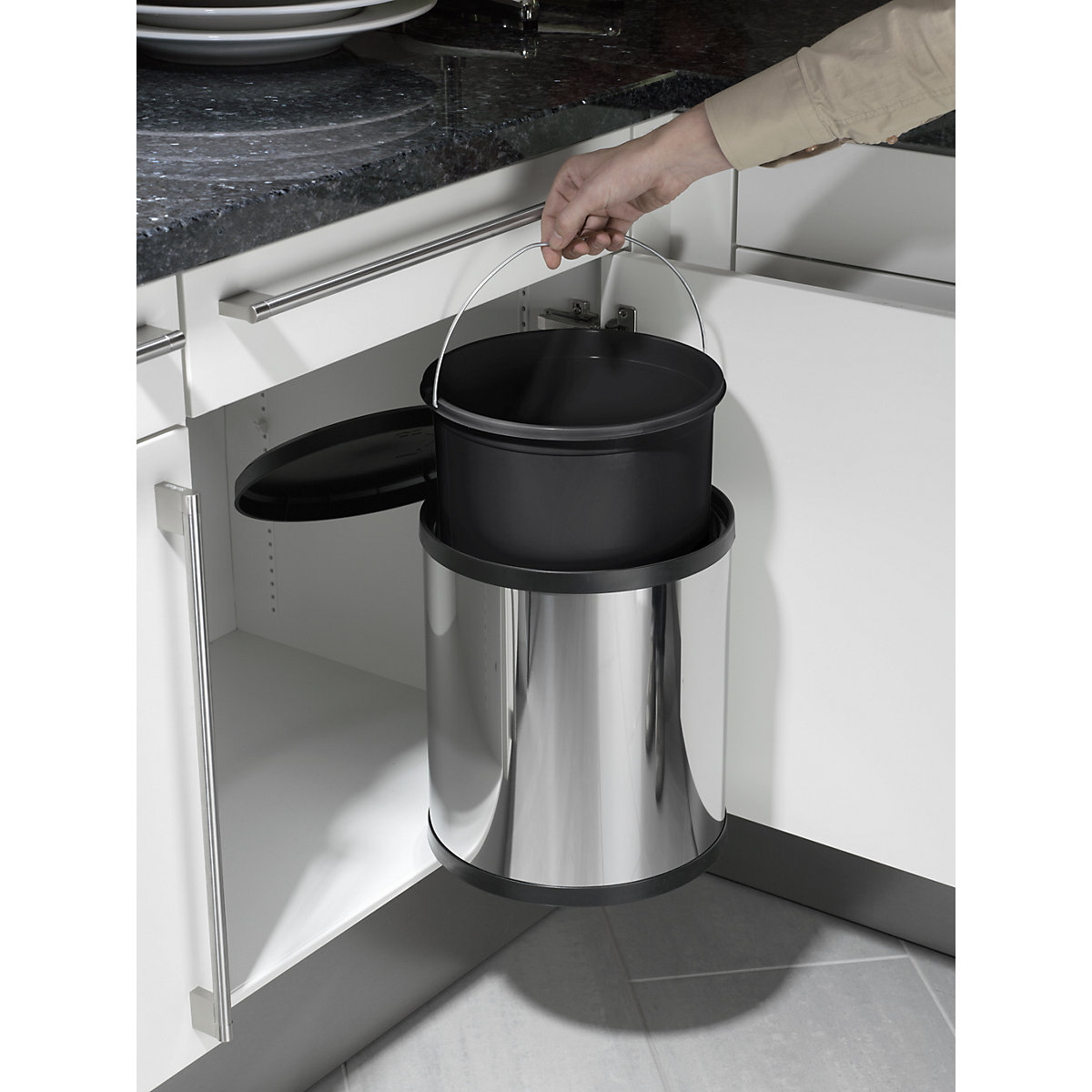 hailo built in waste bin with lid lifting system 1 x 15 l kaiser kraft international