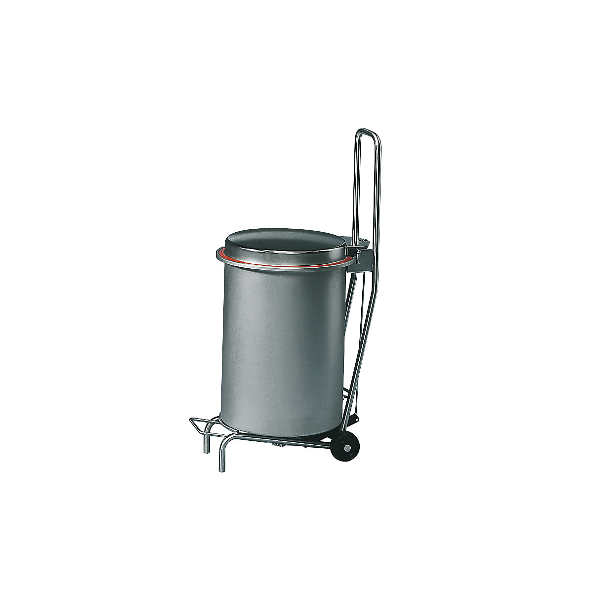 BUGGY stainless steel waste caddy with wheeled base capacity 40 l, HxØ