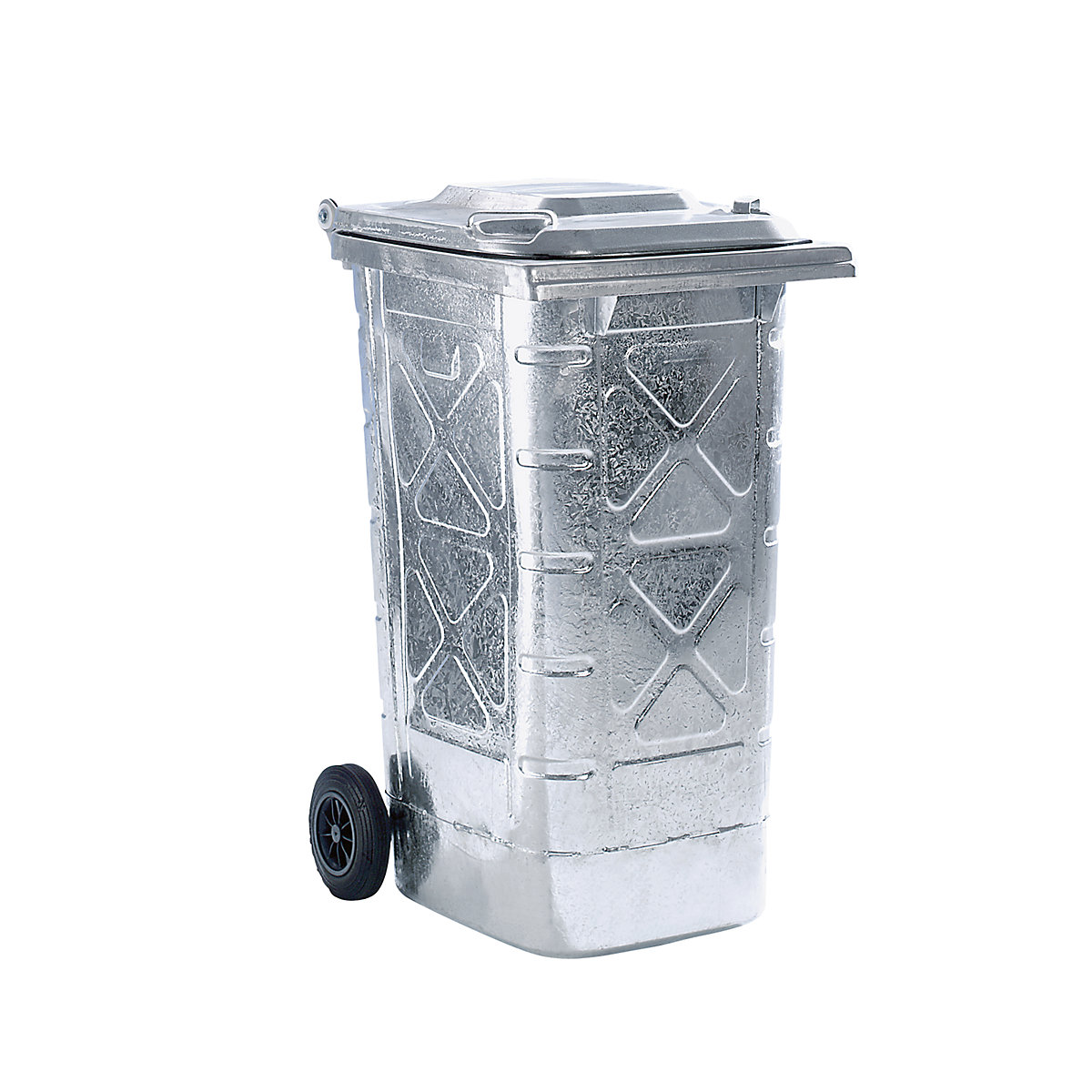 Large waste bin made of hot dip galvanised sheet steel capacity 240 l