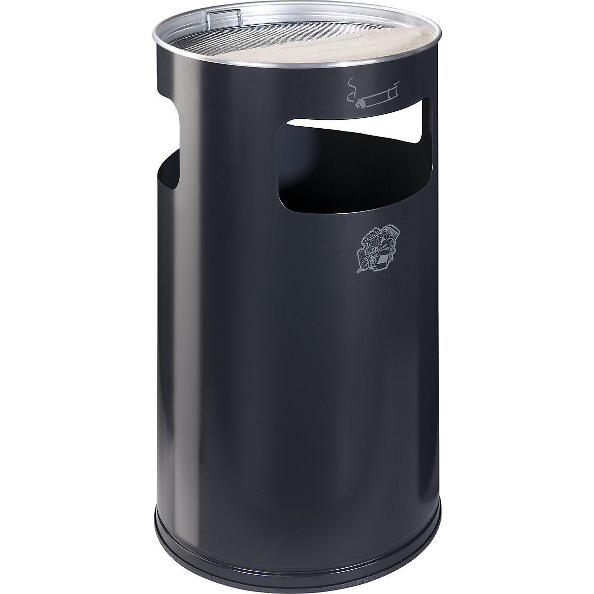 VAR – Combination ashtray, capacity 69 l, HxØ 760 x 420 mm, sheet steel, charcoal
