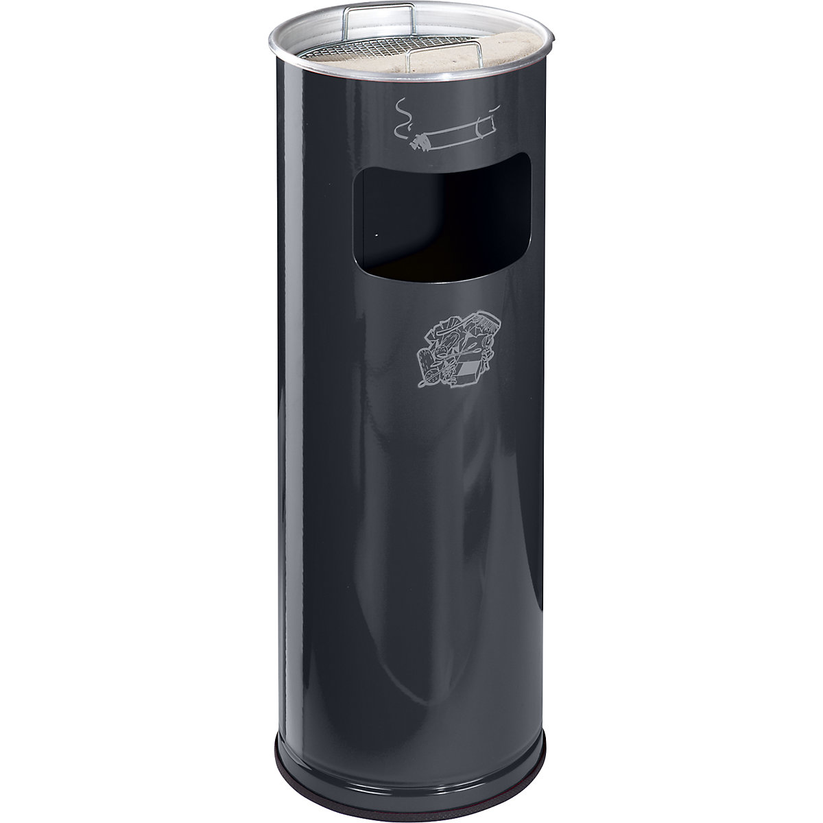 VAR – Combination ashtray, capacity 17 l, HxØ 660 x 230 mm, sheet steel, charcoal