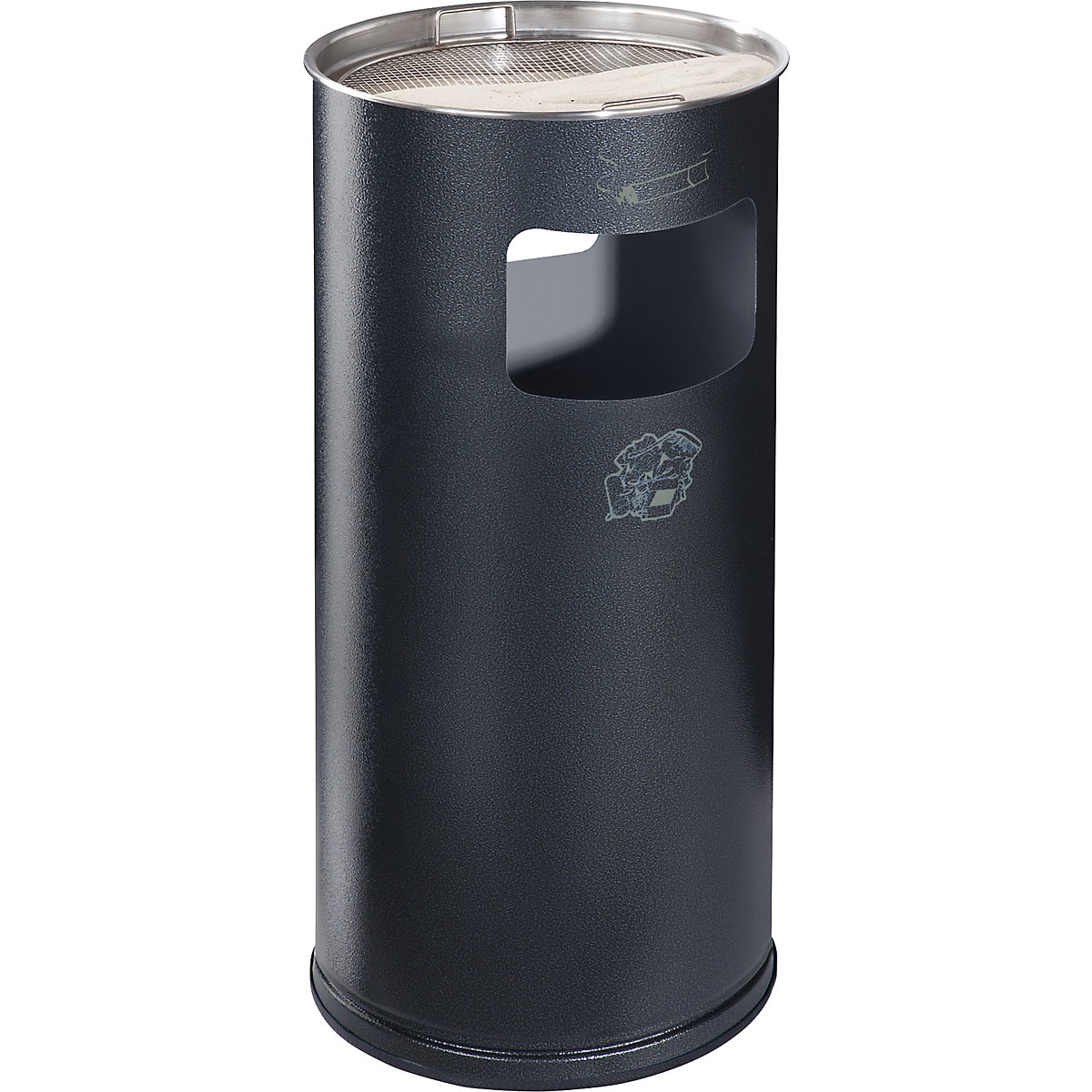 VAR – Combination ashtray, capacity 37 l, HxØ 700 x 320 mm, sheet steel, granite