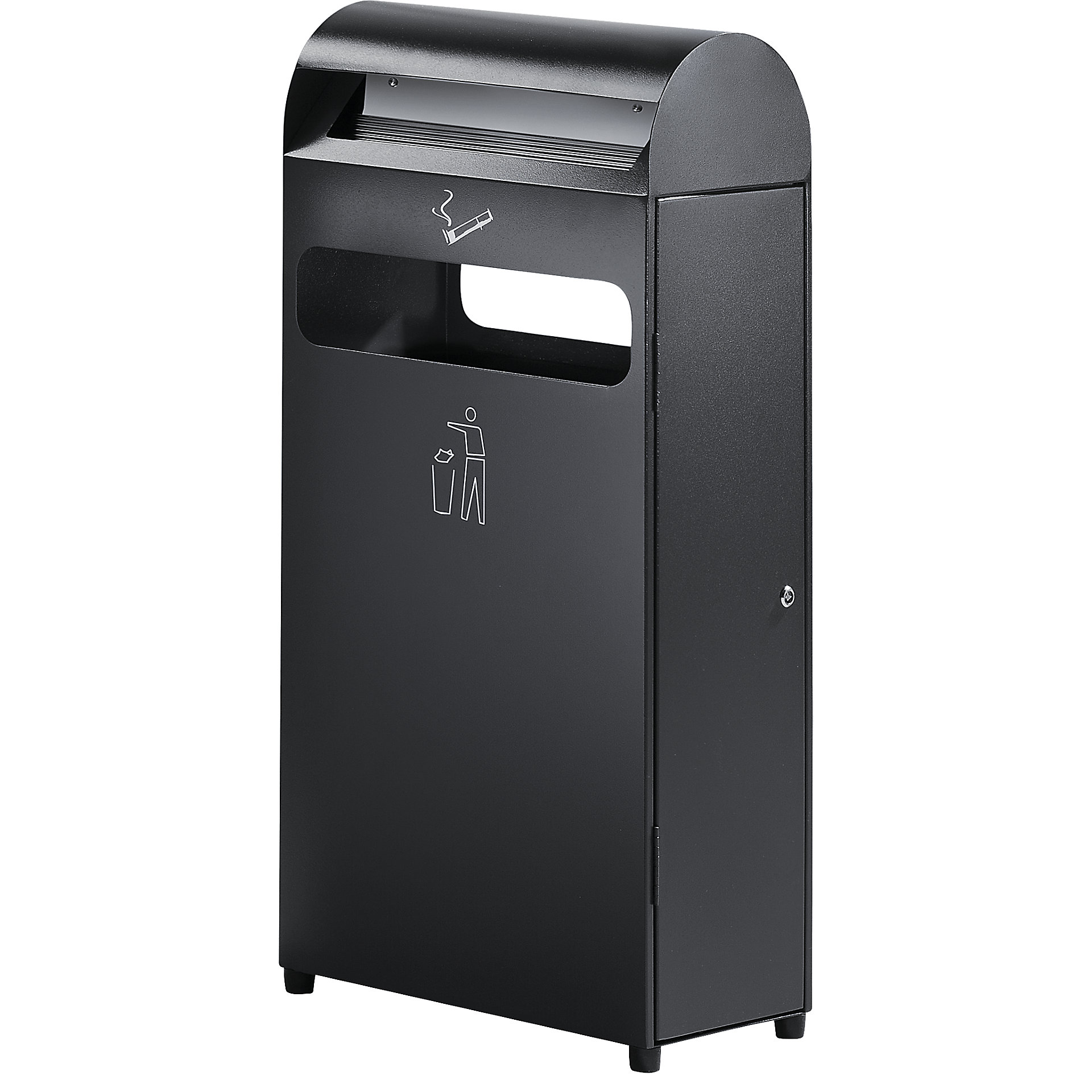 Combination ashtrays, litter bins with ashtrayts, fire safety ashtrays