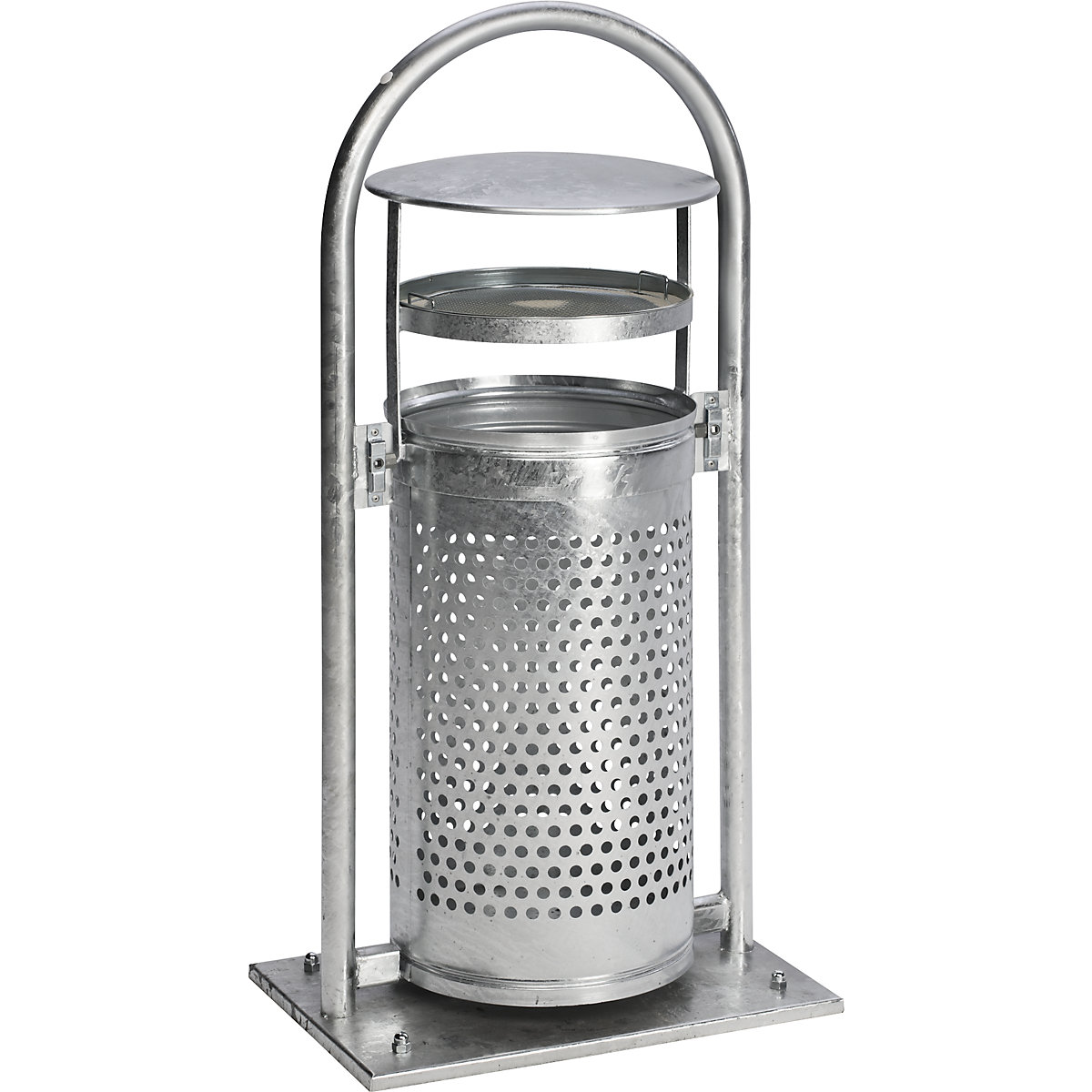 Combination ashtray with pipe arch and hood – VAR, capacity 65 l, WxHxD 580 x 1145 x 380 mm, hot dip galvanised-4