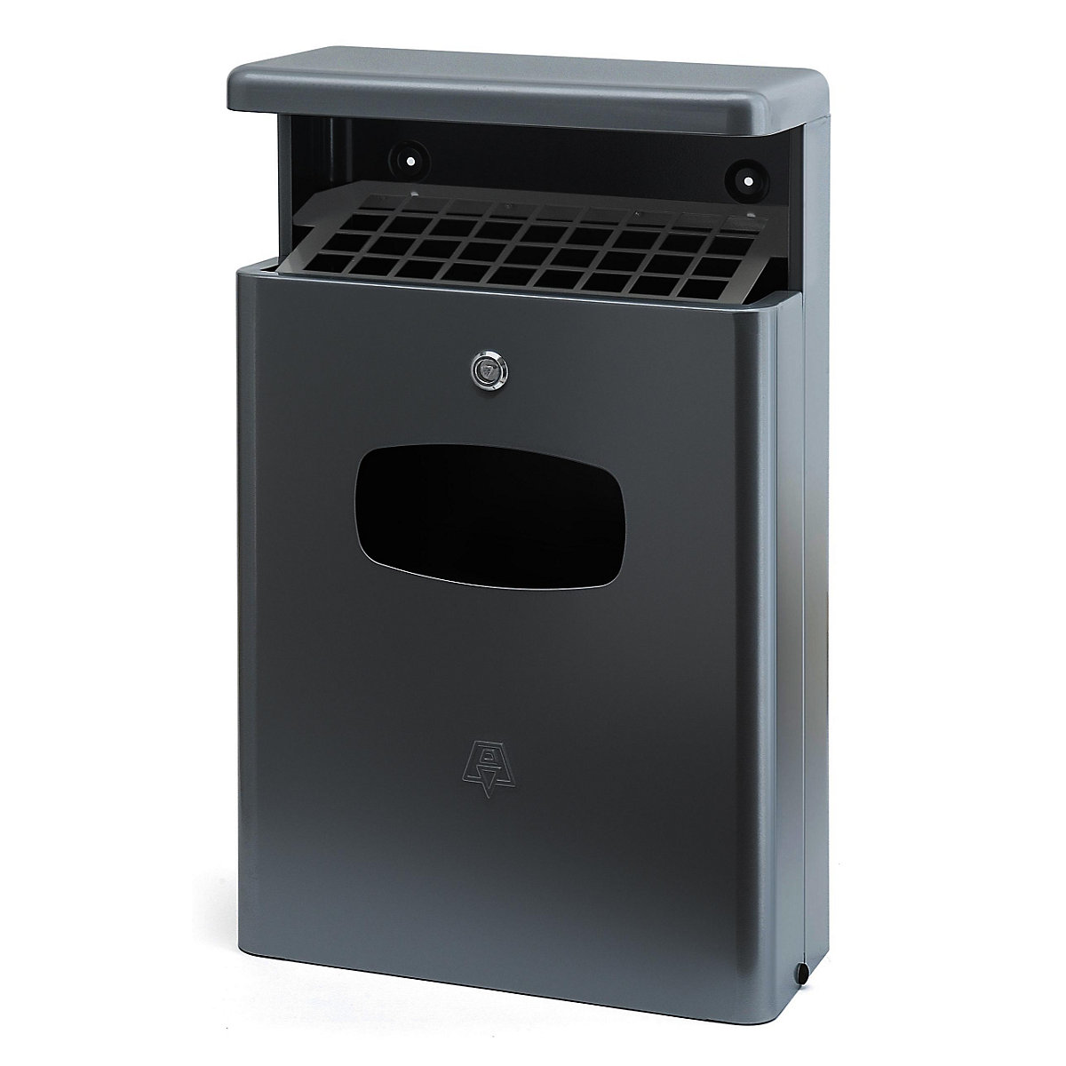 Wall mounted waste collector with ashtray, capacity 16 l, WxHxD 400 x 650 x 190 mm, charcoal-2