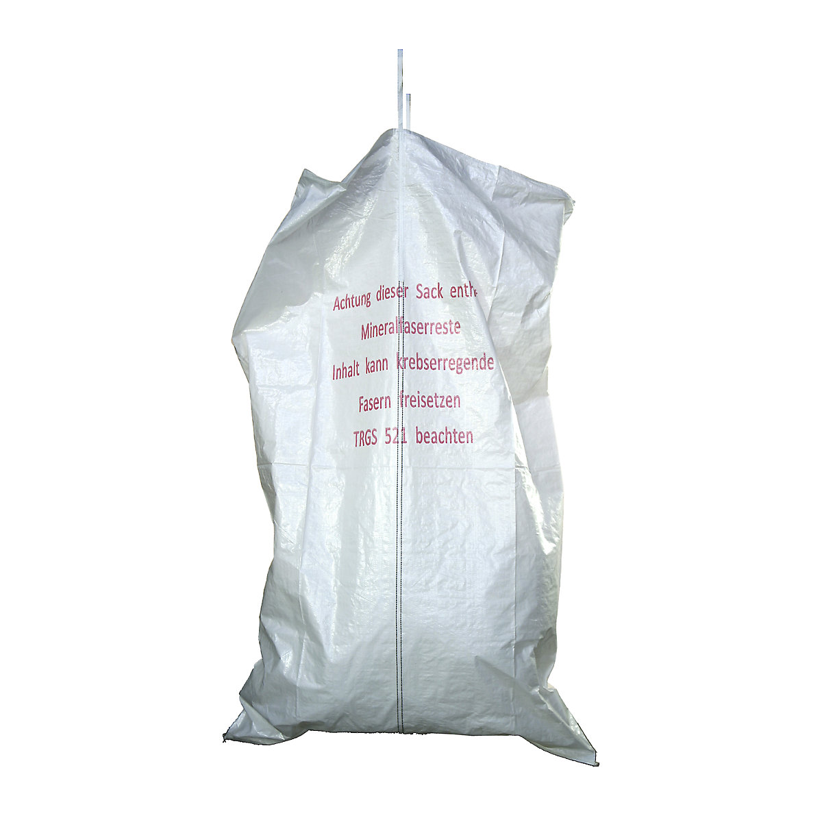 PP fabric bag, capacity 960 l, WxH 1400 x 2200 mm, coated, with lifting loops, for insulation materials containing mineral fibre, pack of 40