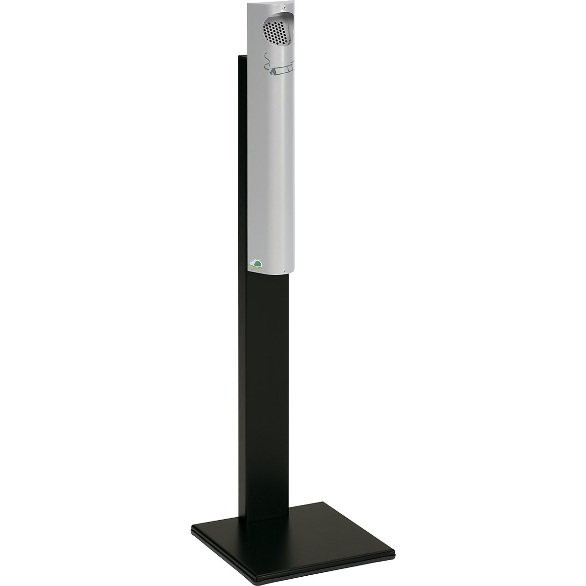 VAR – Pedestal ashtray, sheet steel, HxWxD 1250 x 310 x 310 mm, silver