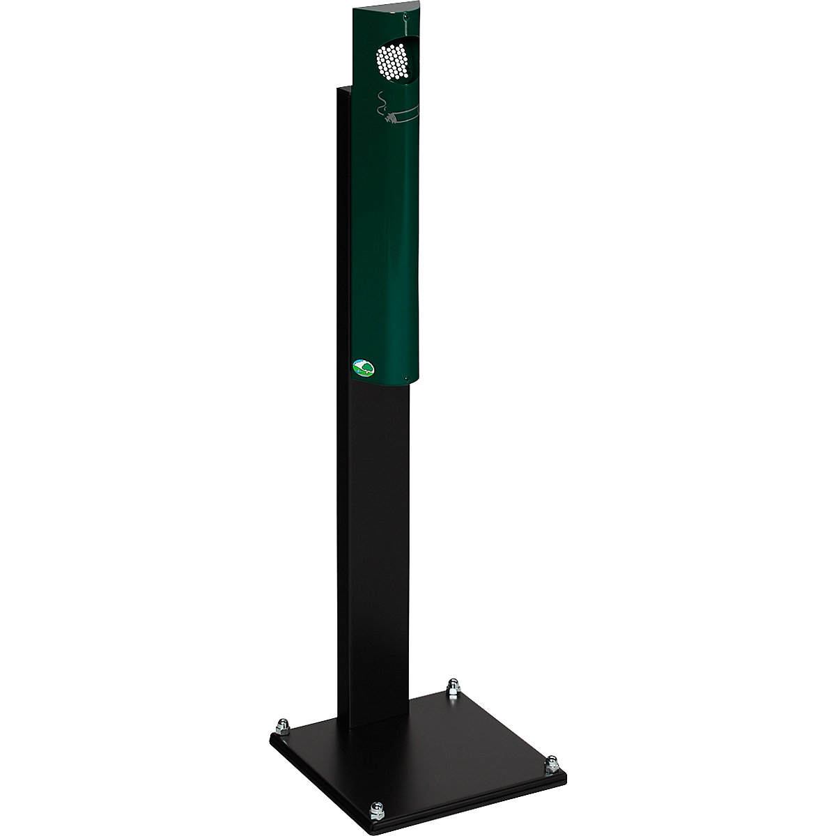 VAR – Pedestal ashtray, sheet steel, HxWxD 1250 x 310 x 310 mm, moss green