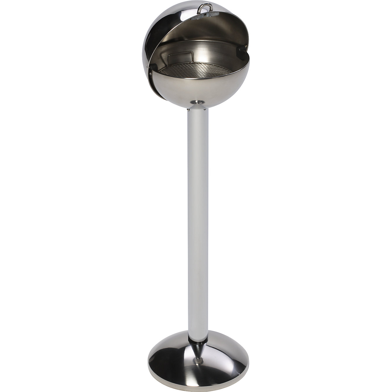 Spherical pedestal ashtray made of stainless steel VAR for filling