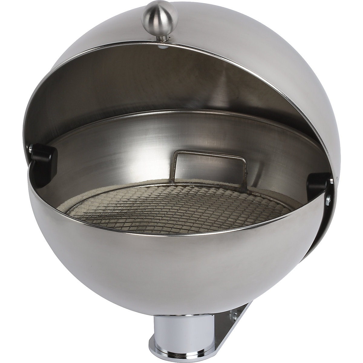 VAR – Spherical wall ashtray made of stainless steel, for wall mounting, HxWxD 280 x 260 x 300 mm