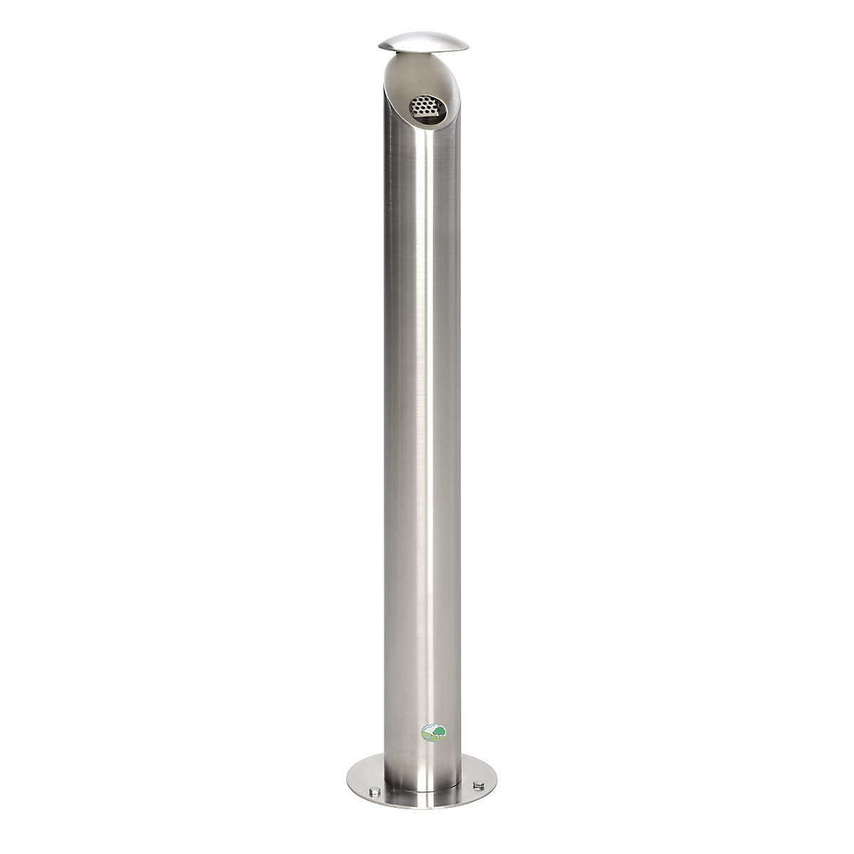 VAR – Stainless steel pedestal ashtray, lockable, height 1030 mm, Ø 120 mm, brushed