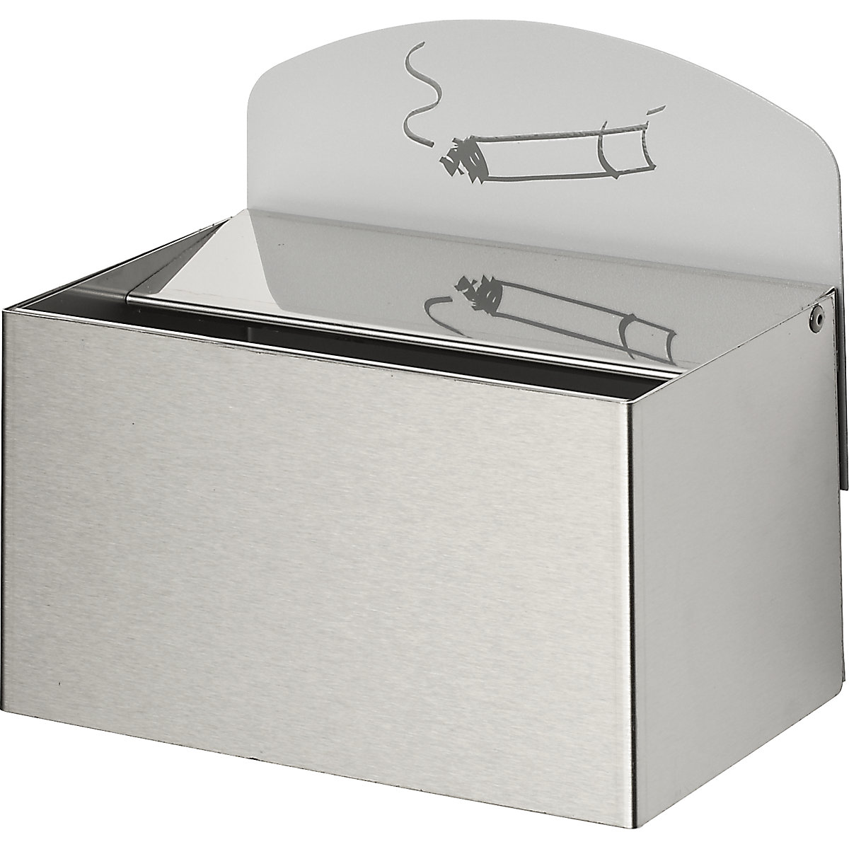 VAR – Wall ashtray with sign, HxWxD 125 x 200 x 125 mm, stainless steel