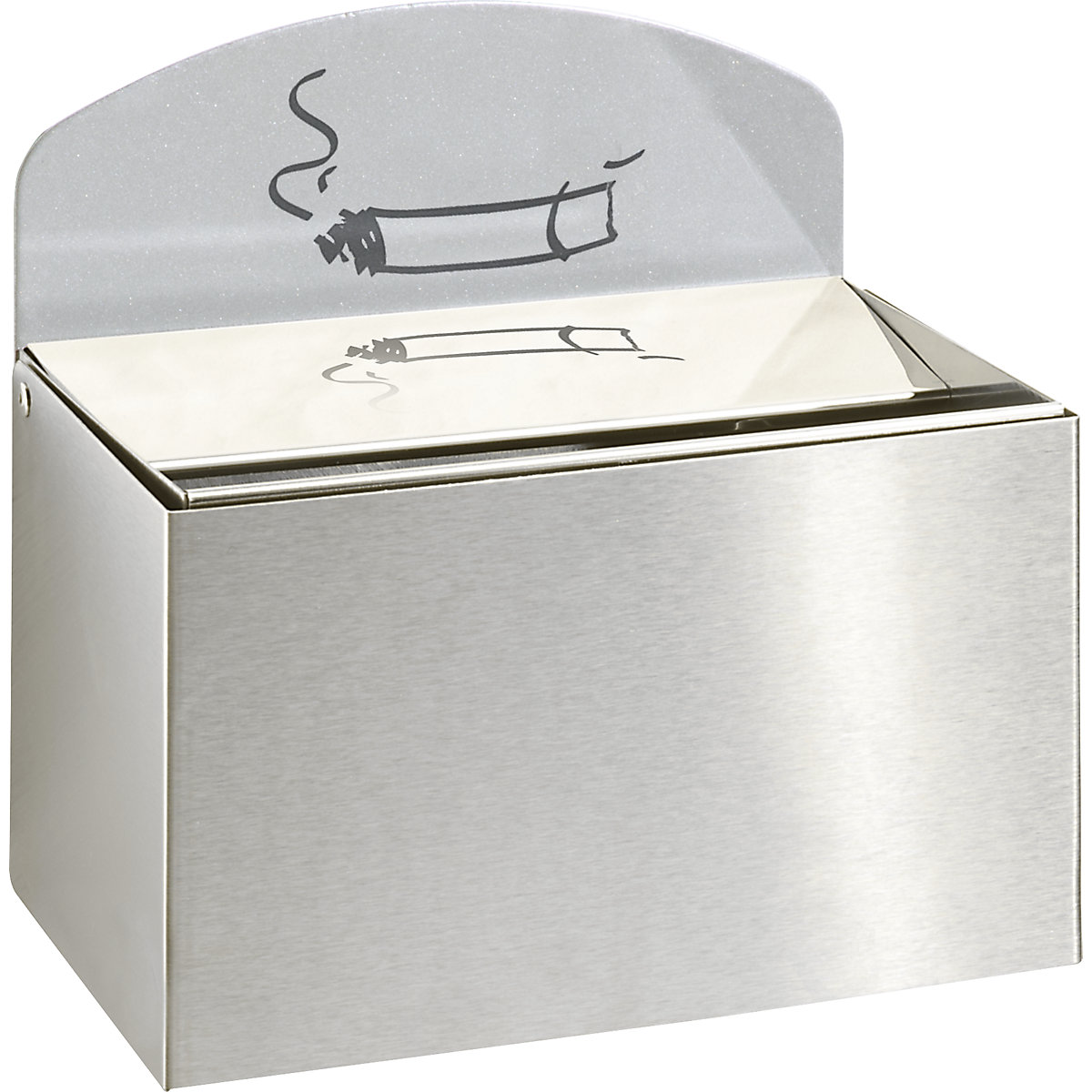 Wall ashtray with sign – VAR, HxWxD 87 x 140 x 98 mm, stainless steel-5