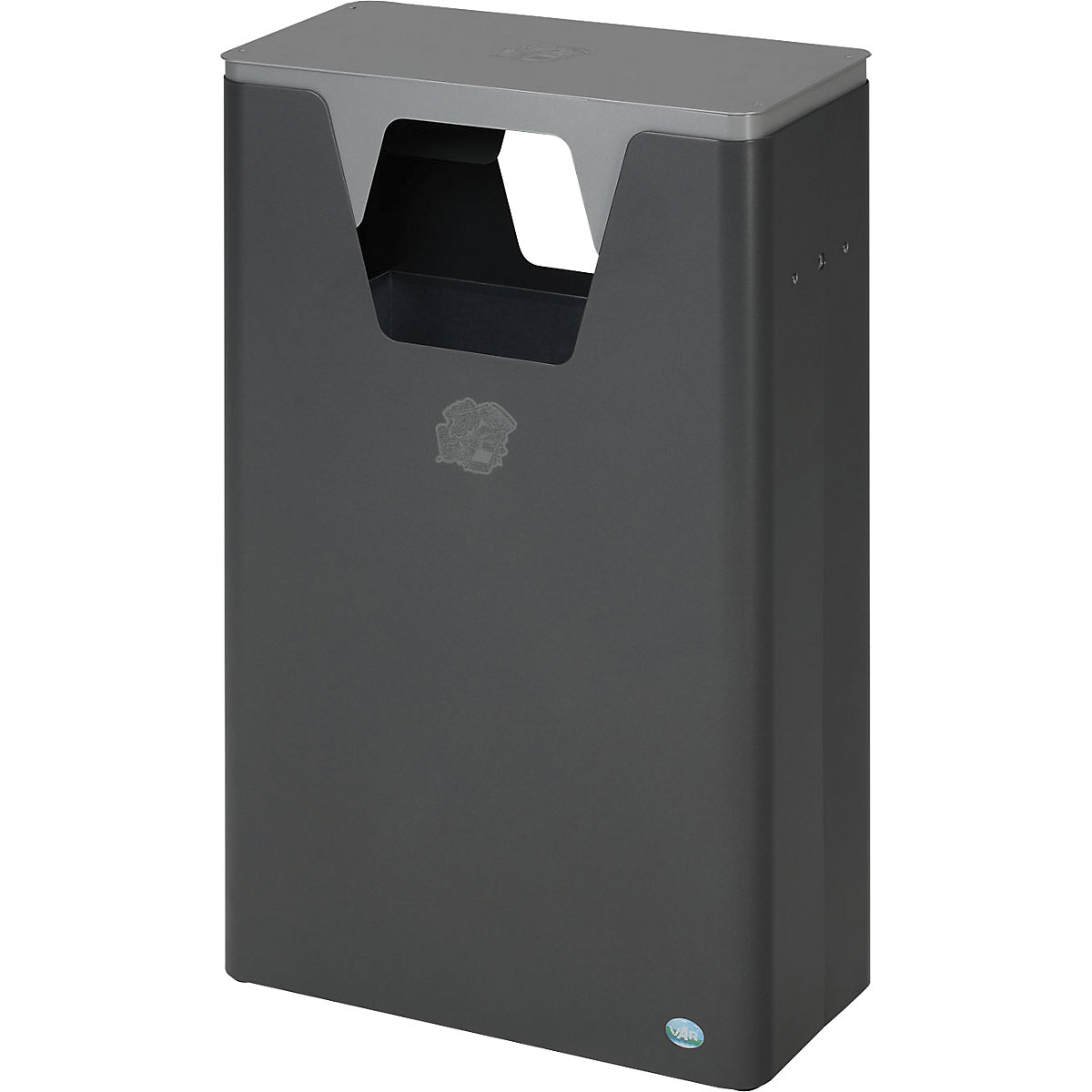 Outdoor recyclable waste collector – VAR, capacity 60 l, HxWxD 890 x 300 x 550 mm, iron glimmer/silver-3