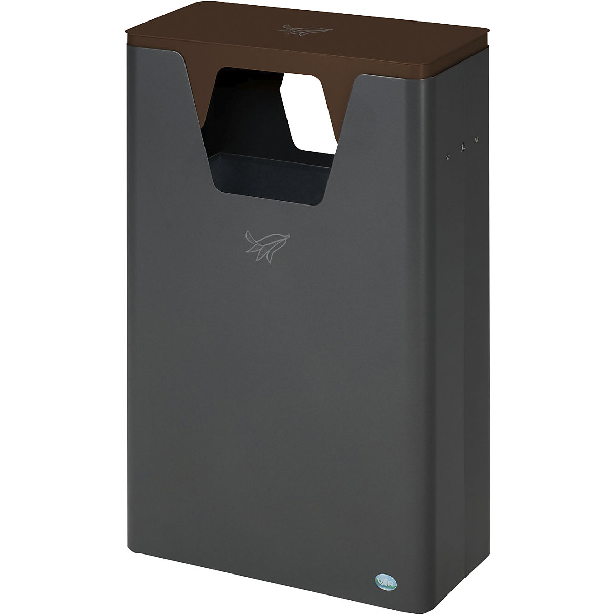 Outdoor recyclable waste collector – VAR, capacity 60 l, HxWxD 890 x 300 x 550 mm, iron glimmer/brown-4