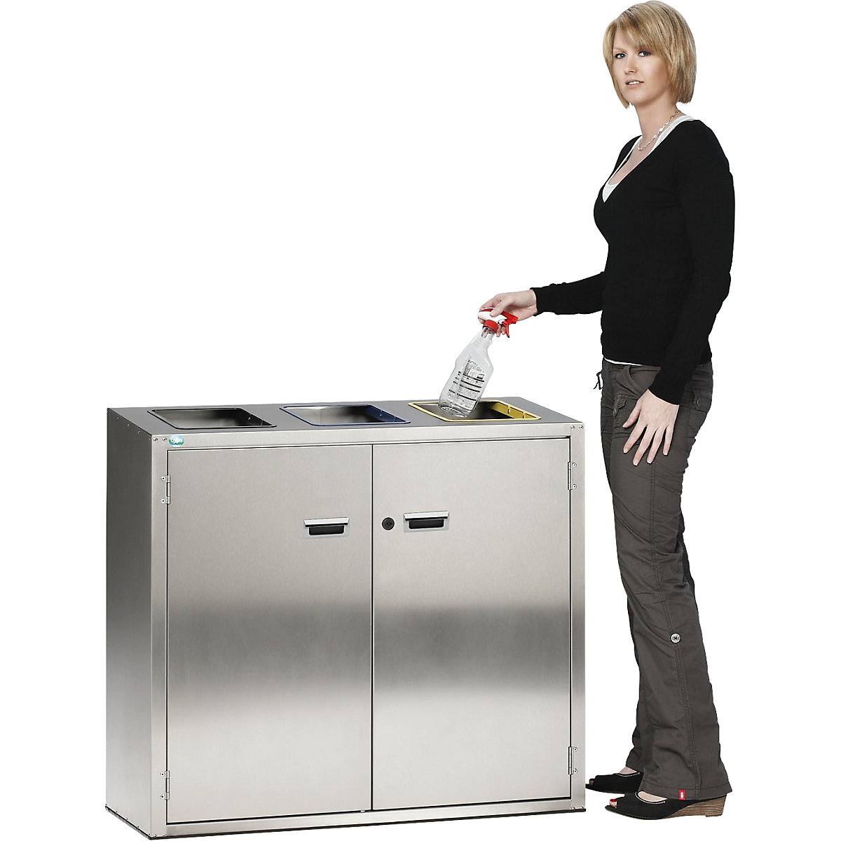 Recyclable waste sorting station, stainless steel – VAR (Product illustration 3)-2