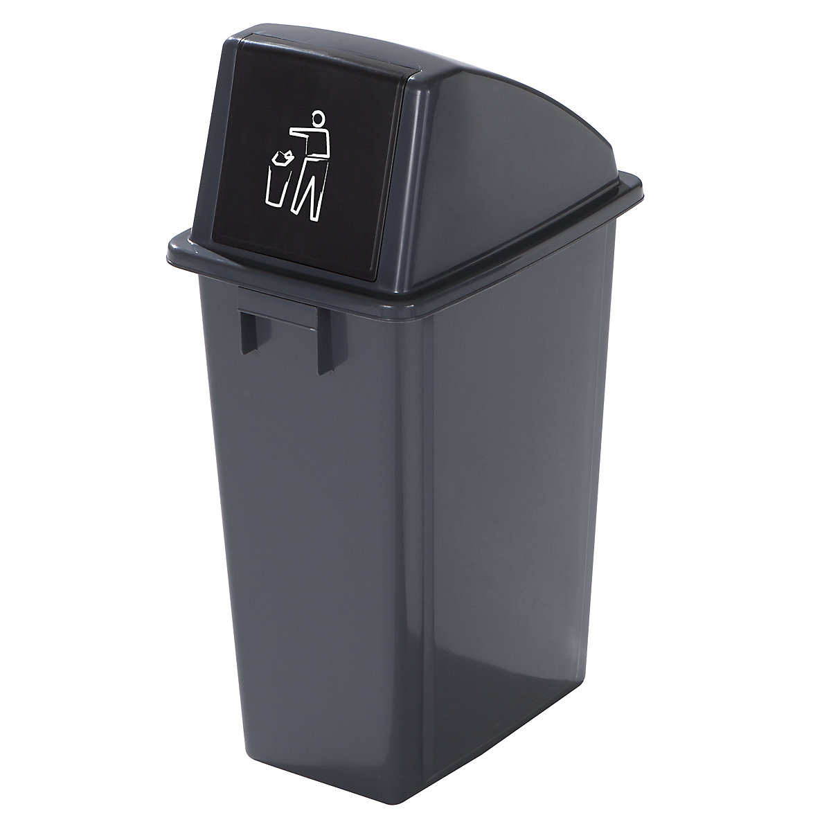 Robust recyclable waste collector with lid, capacity 60 l, raised lid, access flap-3