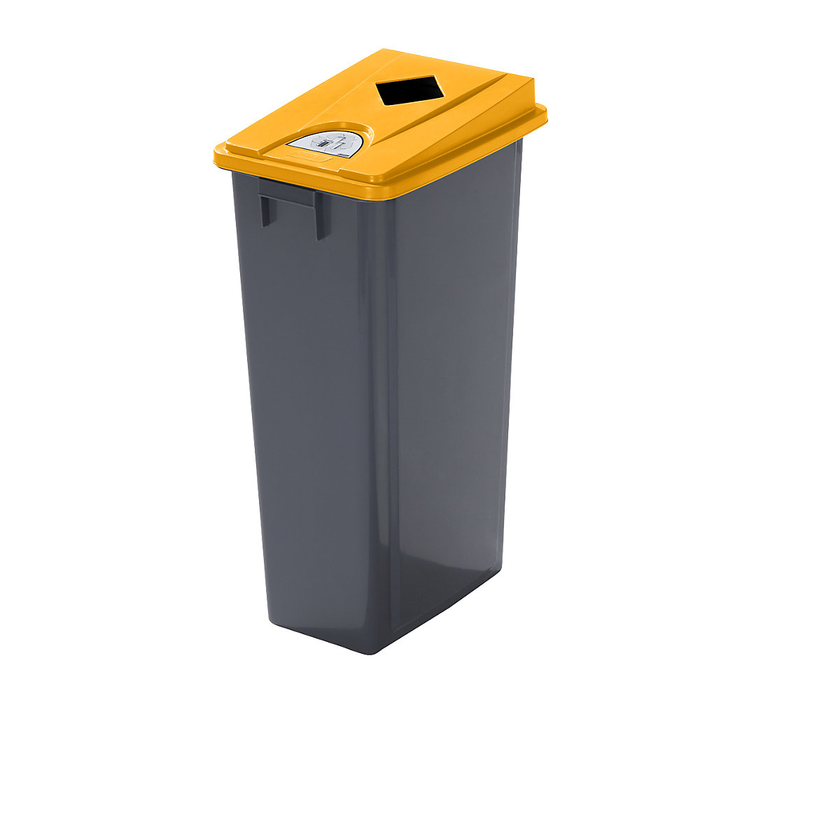 Robust recyclable waste collector with lid, capacity 80 l, flat lid, square opening-3