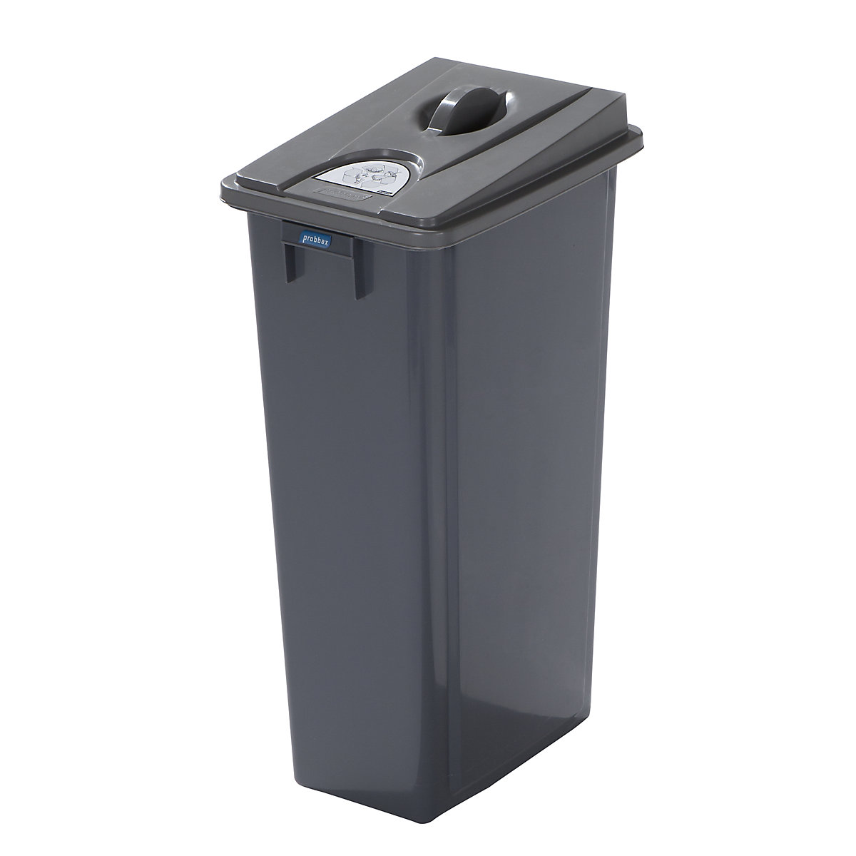 Robust recyclable waste collector with lid, capacity 80 l, flat lid, with lid with handle-4