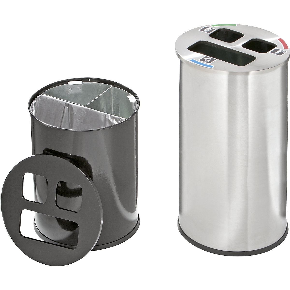 Rubbish bin with 3-compartment sorting – Probbax (Product illustration 3)-2