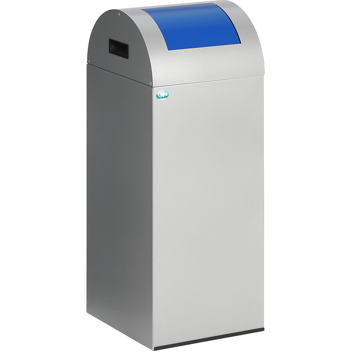 Self extinguishing recyclable waste collector – VAR, capacity 60 l, WxHxD 320 x 800 x 320 mm, antique silver, blue flap-9