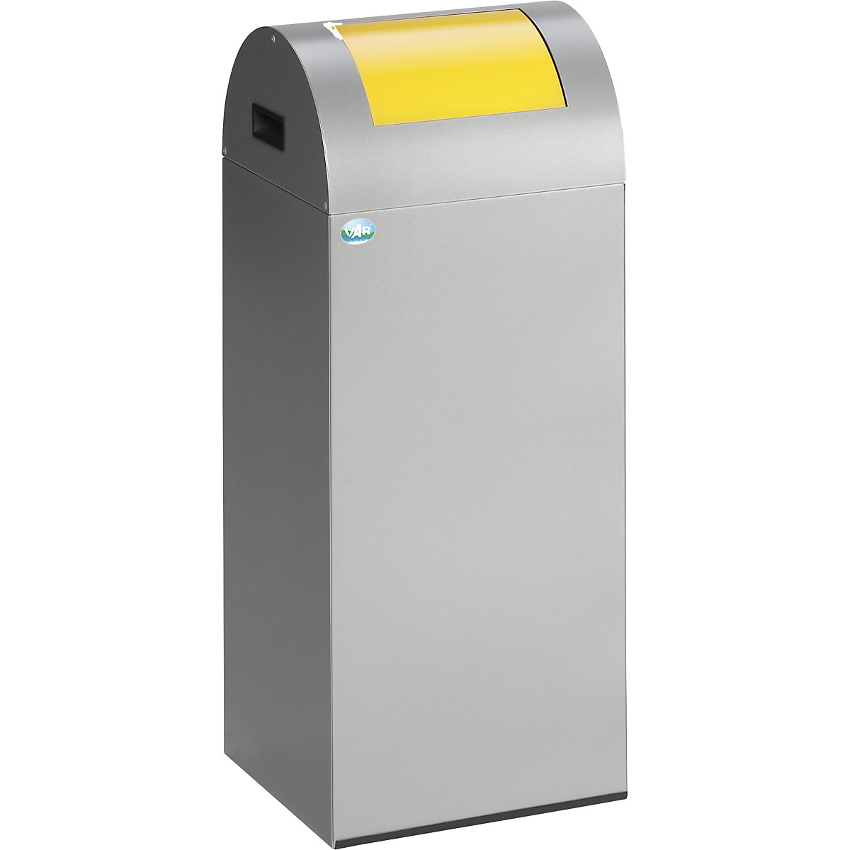 Self extinguishing recyclable waste collector – VAR, capacity 60 l, WxHxD 320 x 800 x 320 mm, silver, yellow flap-4