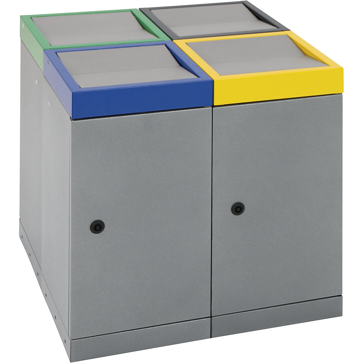 Swing lid recyclable waste collector, capacity 30 l, 4 compartment collector-1