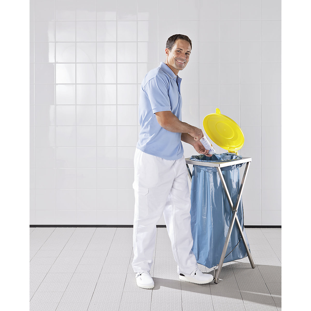 Hygienic waste sack stand made of stainless steel – VAR (Product illustration 8)-7