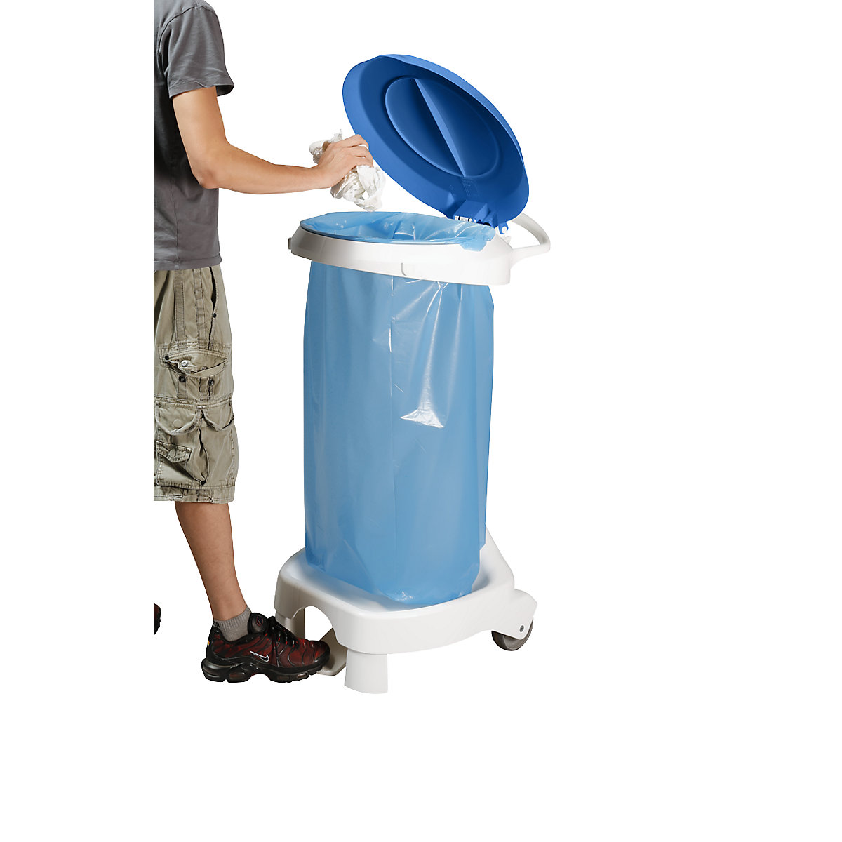 Pedal operated waste sack stand with castors (Product illustration 8)-7