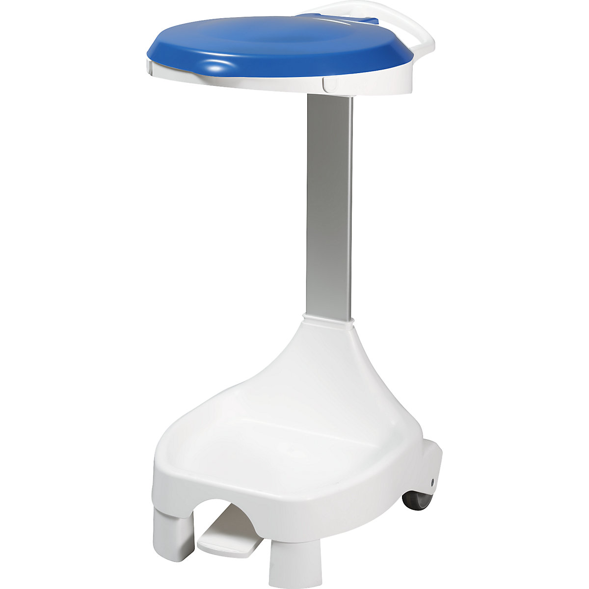 Pedal operated waste sack stand with castors, with 2 fixed castors, 2 support feet, blue-4