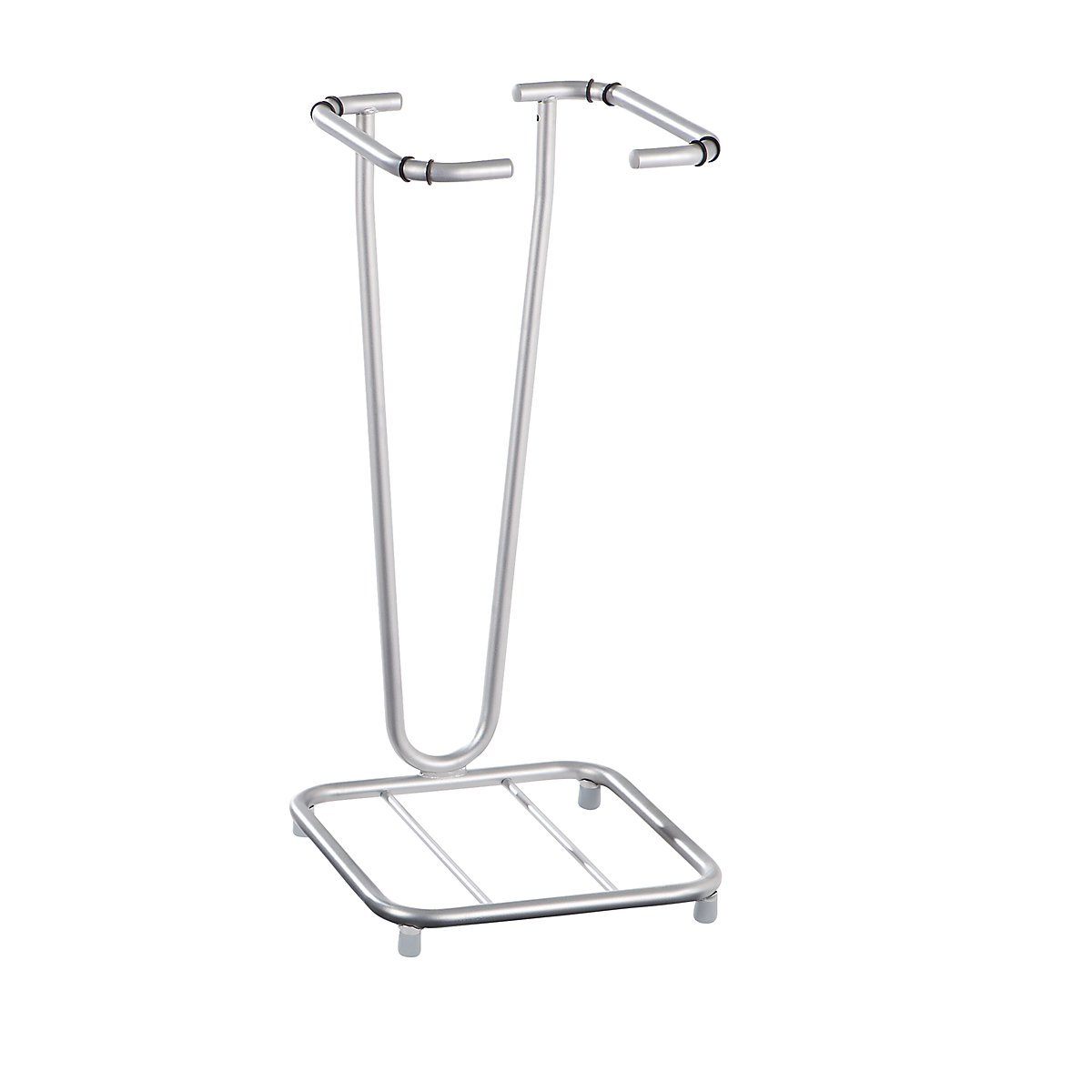 Recyclable waste sack stand without lid, for capacity 1 x 70 l, static frame, stainless steel-2