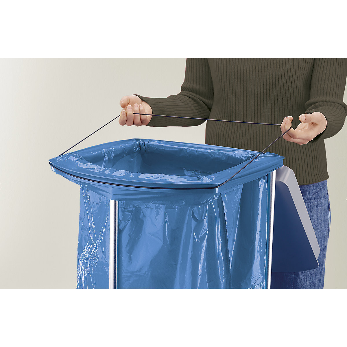 Waste sack stand with 250 blue recycling sacks – Hailo (Product illustration 7)-6