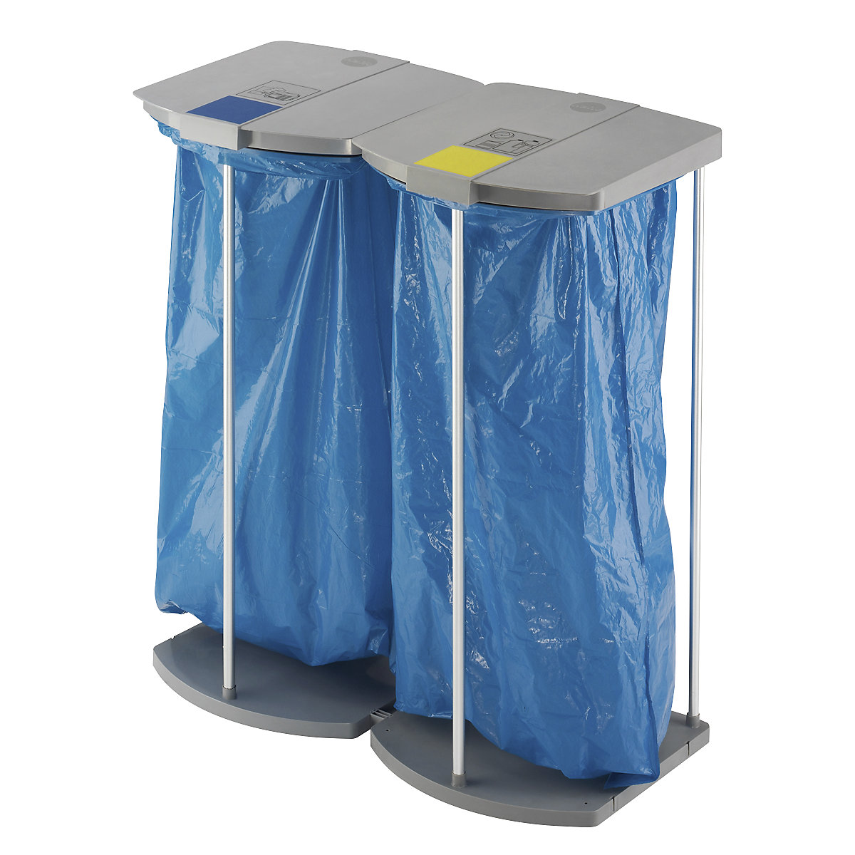 af hebben Veraangenamen valuta Hailo – Waste sack stand with 250 blue recycling sacks: ProfiLine MSS XXXL,  2 x 120 l, HxWxD 1000 x 880 x 450 mm | KAISER+KRAFT