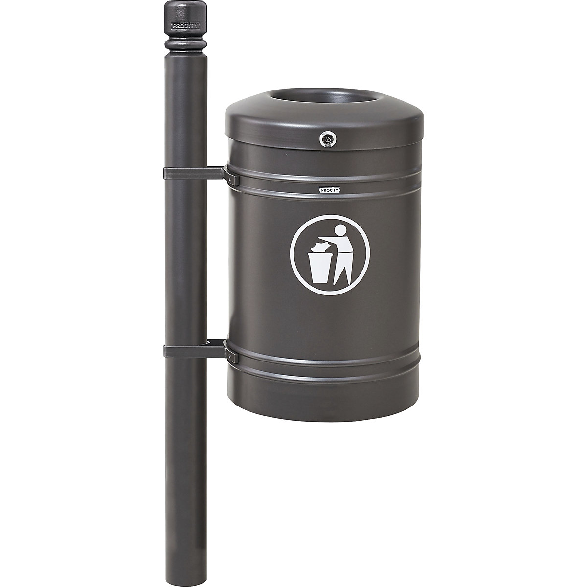GUSTAVIA outdoor waste collector – PROCITY, capacity 40 l, with side posts, grey-2