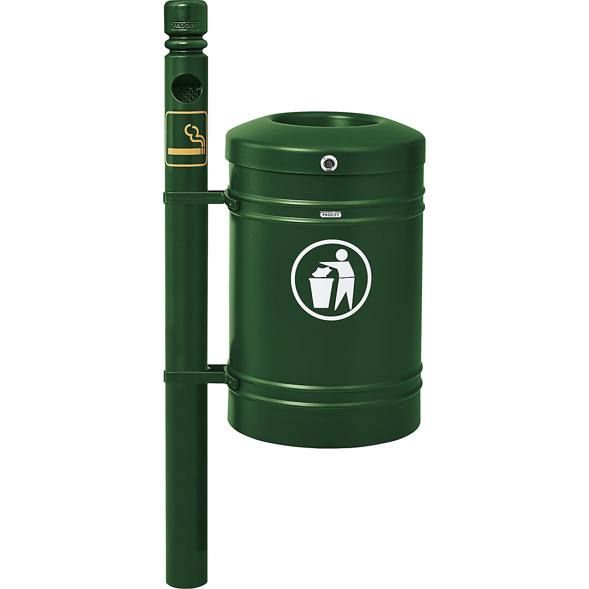 GUSTAVIA outdoor waste collector – PROCITY, capacity 40 l, with ashtray, green-2