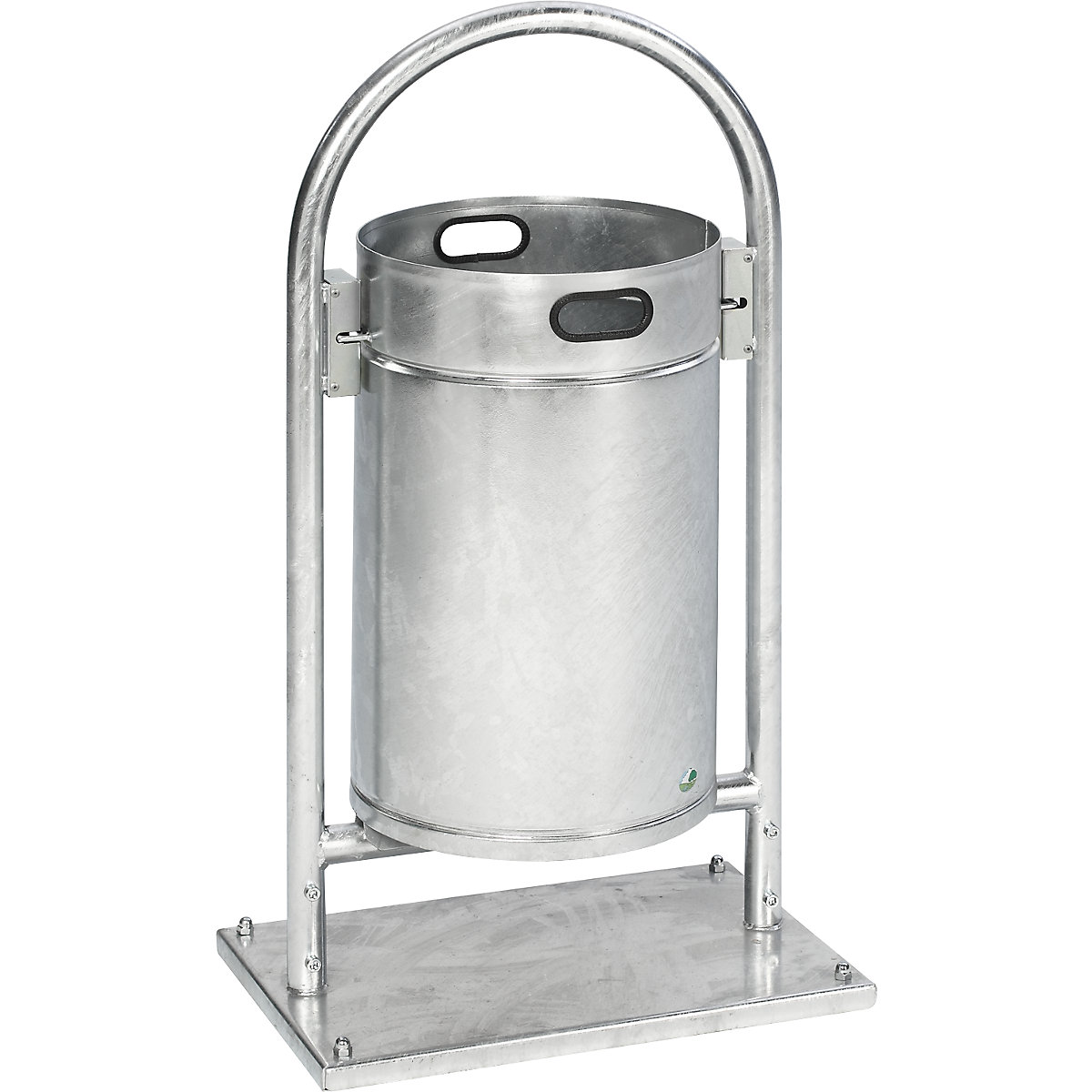 Outdoor waste collector, 60 l, steel – VAR, with pipe arch, hot dip galvanised-4