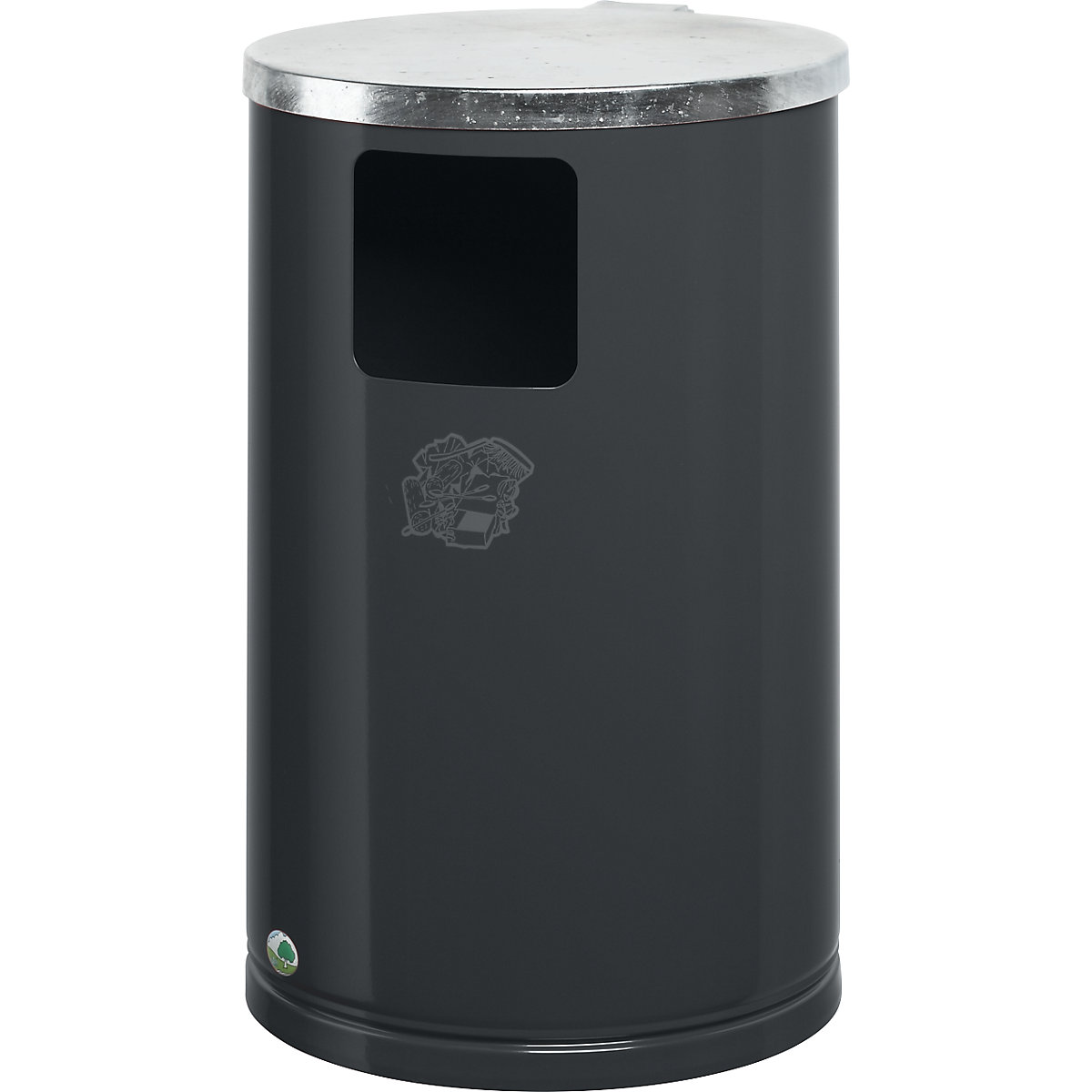 Outdoor waste collector made of sheet steel – VAR, capacity 30 l, HxØ 620 x 300 mm, black-4
