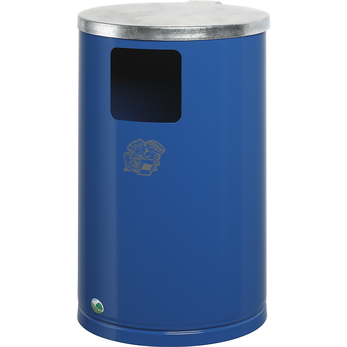 Outdoor waste collector made of sheet steel – VAR, capacity 30 l, HxØ 620 x 300 mm, gentian blue-3