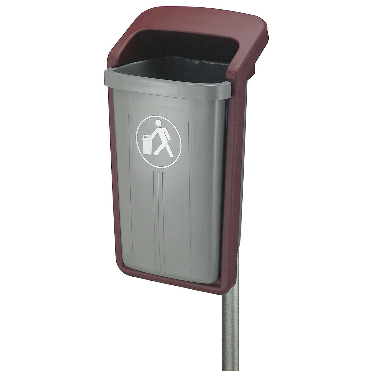 Outdoor waste collector, capacity 50 l, WxHxD 460 x 845 x 390 mm, grey/bordeaux-2